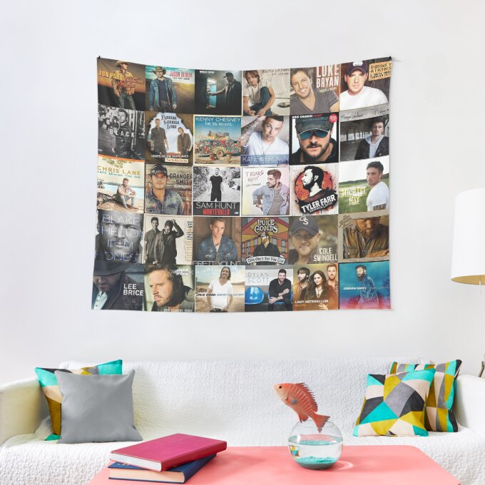 Country Music Collage Art Tapestry HY123